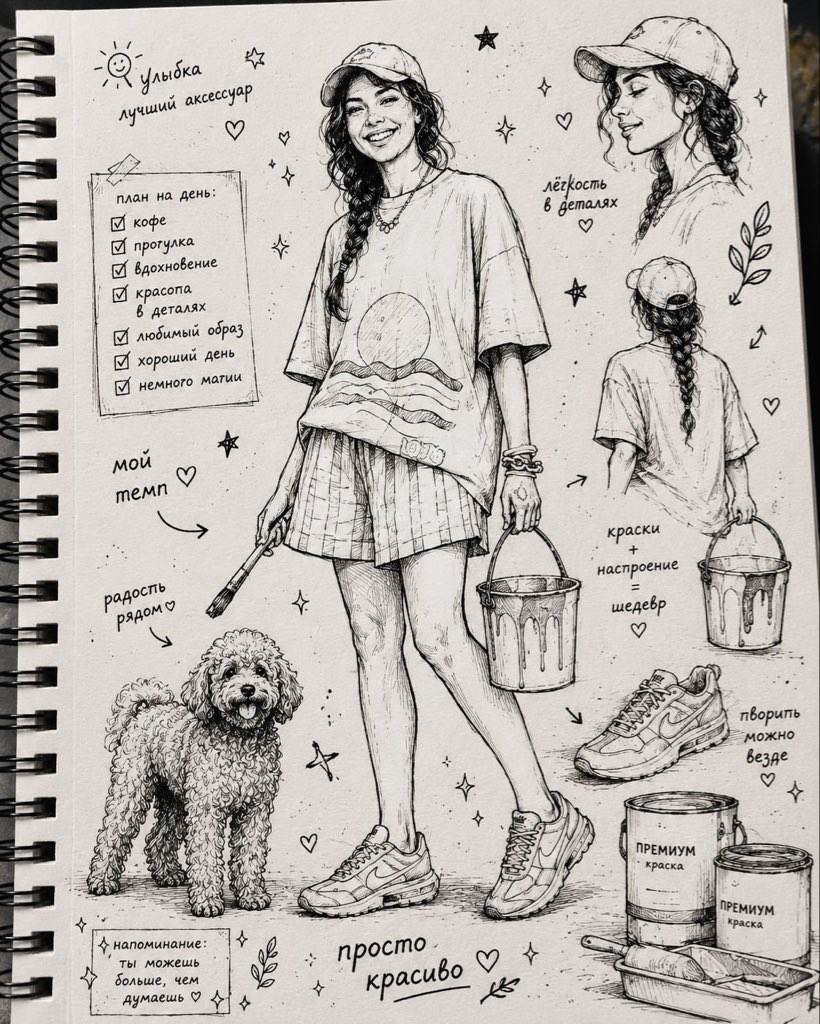 Ink Sketchbook Zine Illustration - AI image template preview