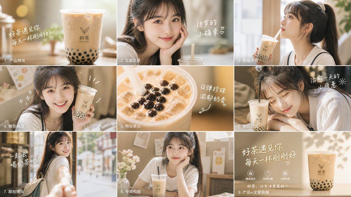 Milk Tea Commercial Storyboard - AI image template preview