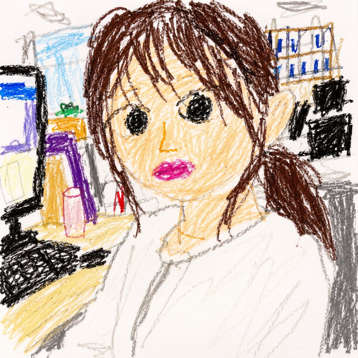 Toddler Crayon Office Selfie - AI image template preview