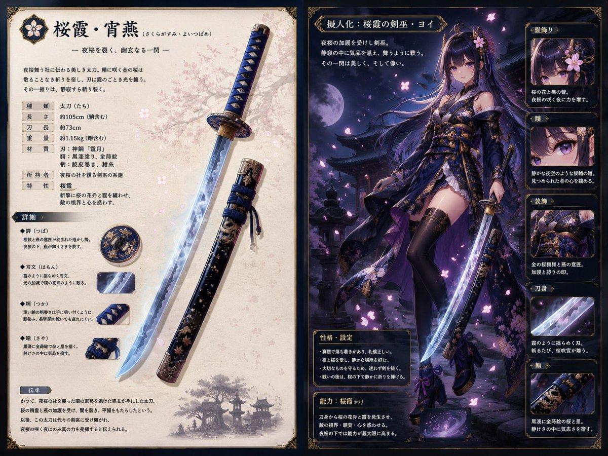 Sakura Katana Character Sheet - AI image template preview