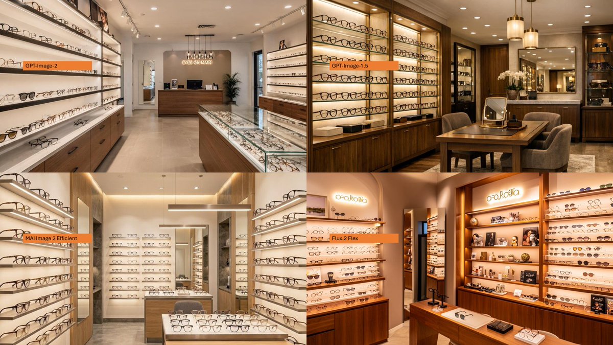 Four-Panel Eyewear Store Model Comparison - AI image template preview