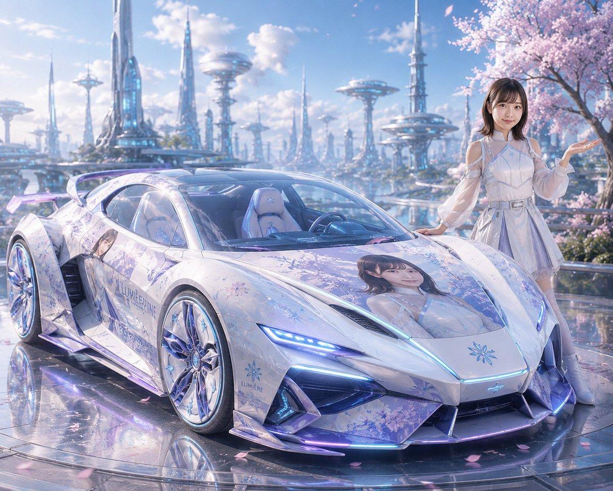 Futuristic Sakura Itasha Supercar - AI image template preview