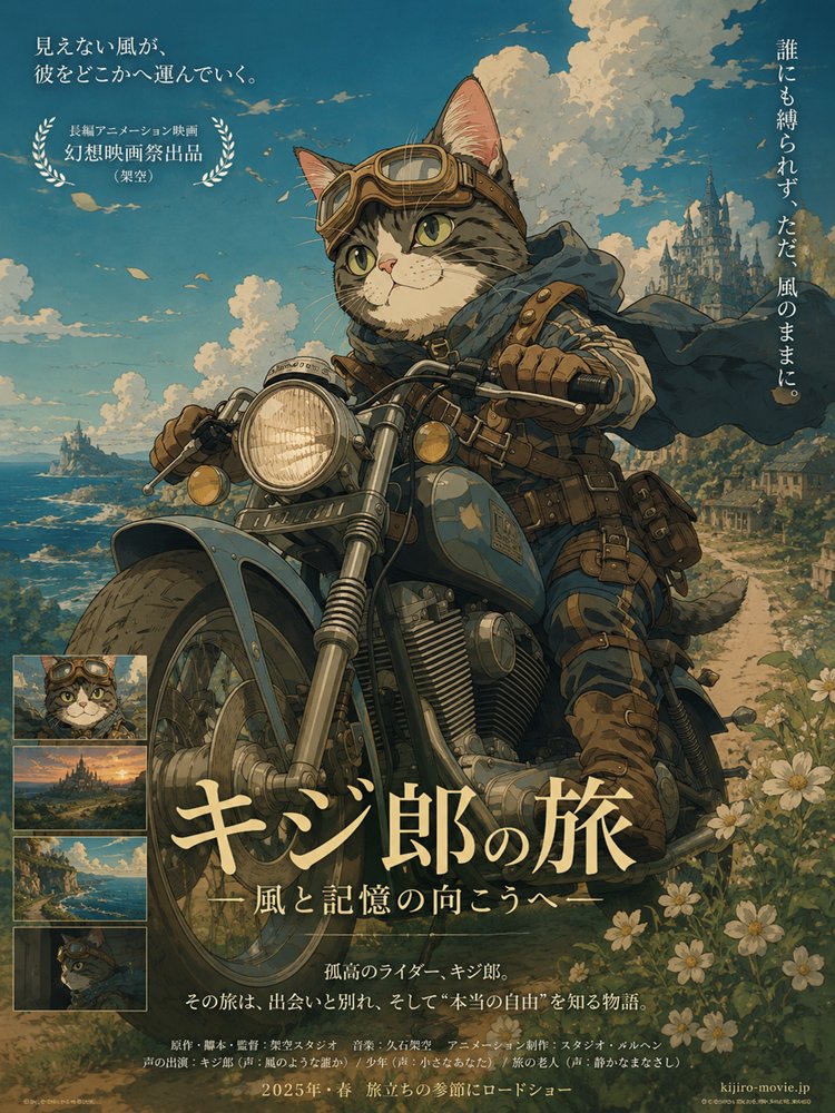 Kijiro Cat Rider Movie Poster - AI image template preview