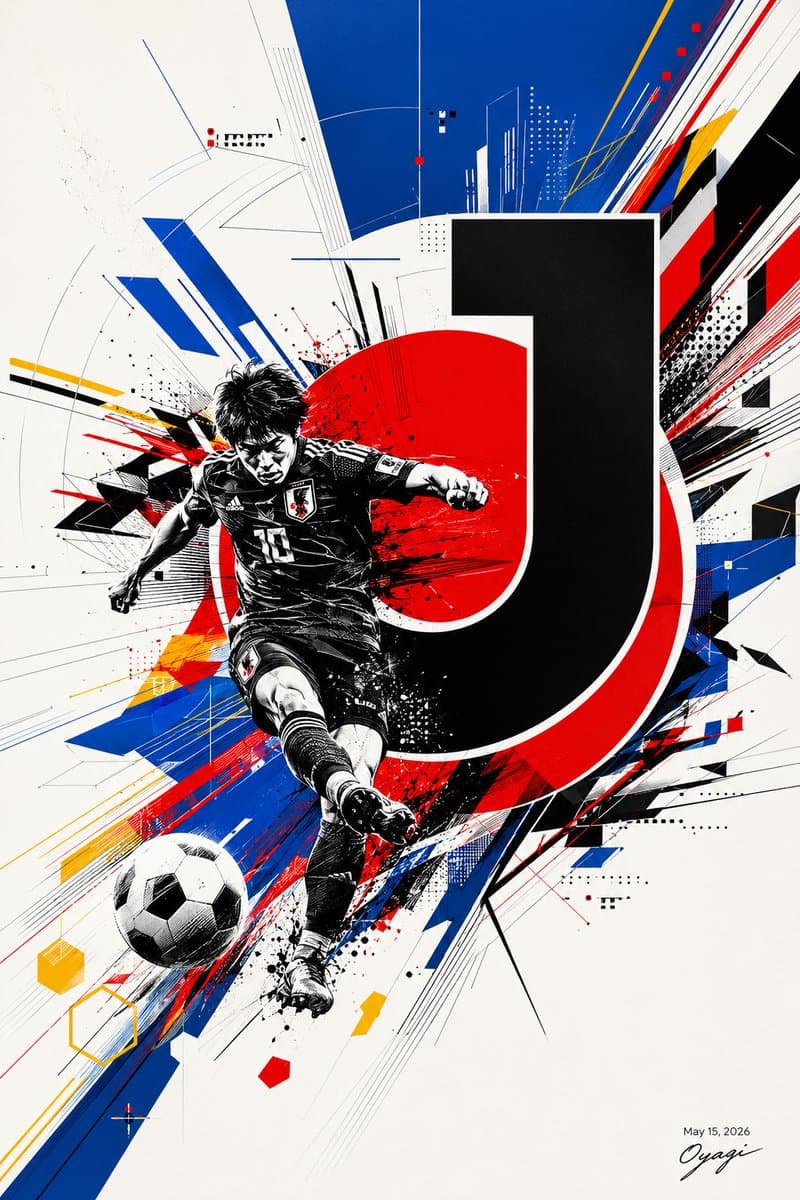 Dynamic J.League Soccer Poster - AI image template preview