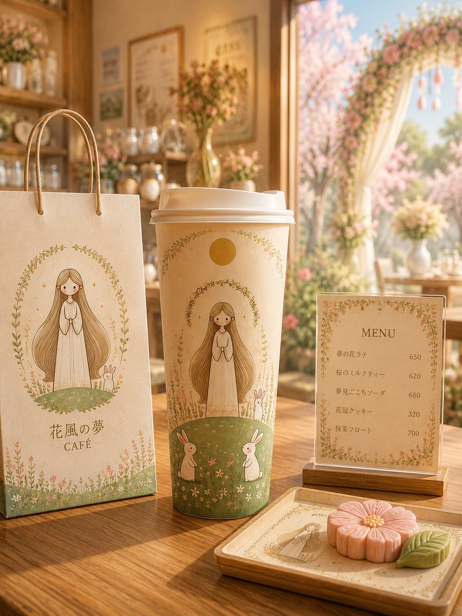 Floral Character Café Merchandise Scene - AI image template preview