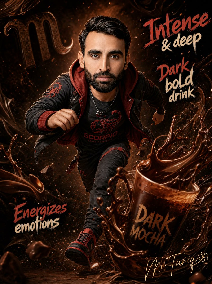 Dark Mocha Scorpio Action Poster - AI image template preview