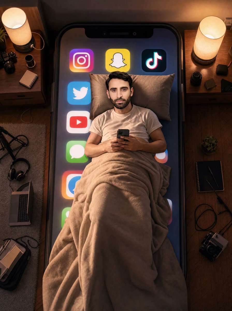 Man Sleeping on Giant Smartphone - AI image template preview