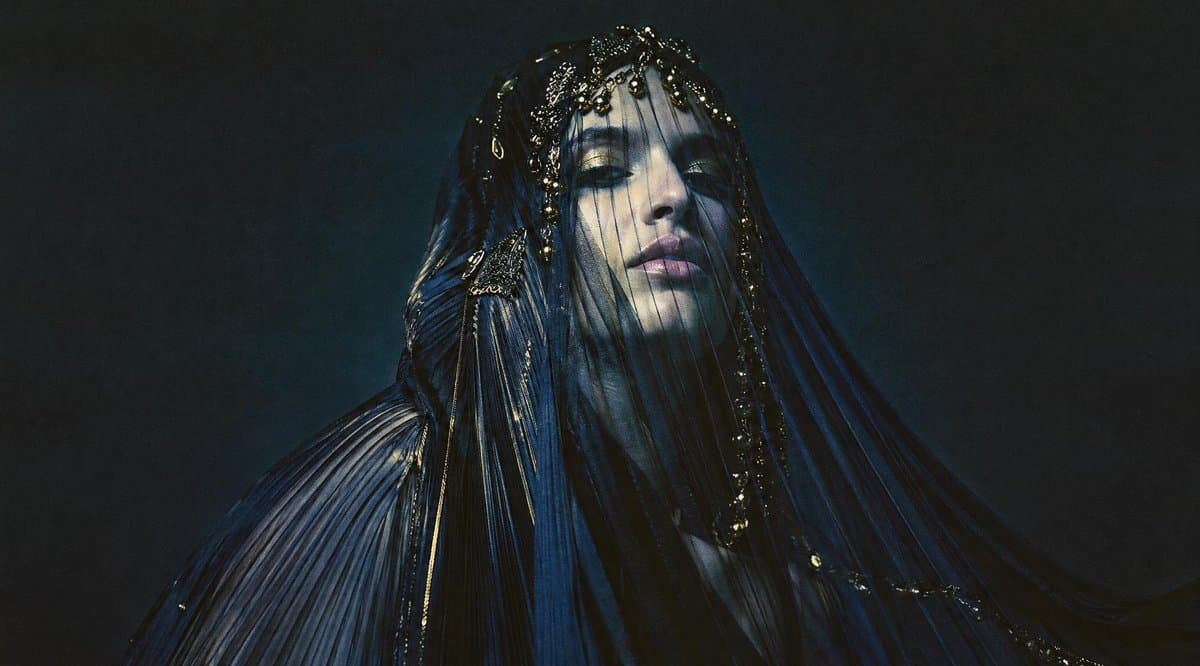 Dark Veiled Couture Portrait - AI image template preview