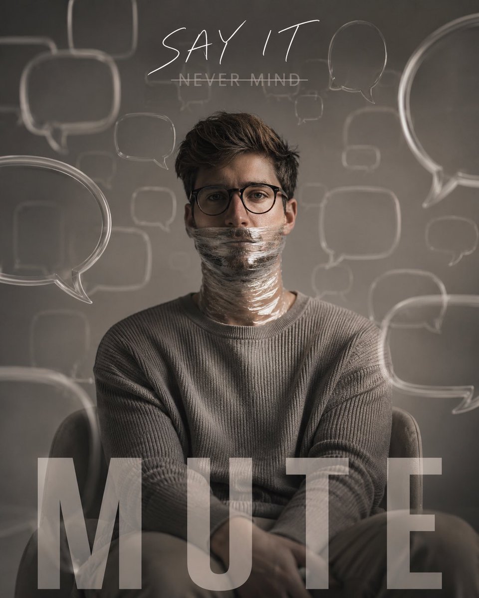 Muted Speech Editorial Portrait - AI image template preview