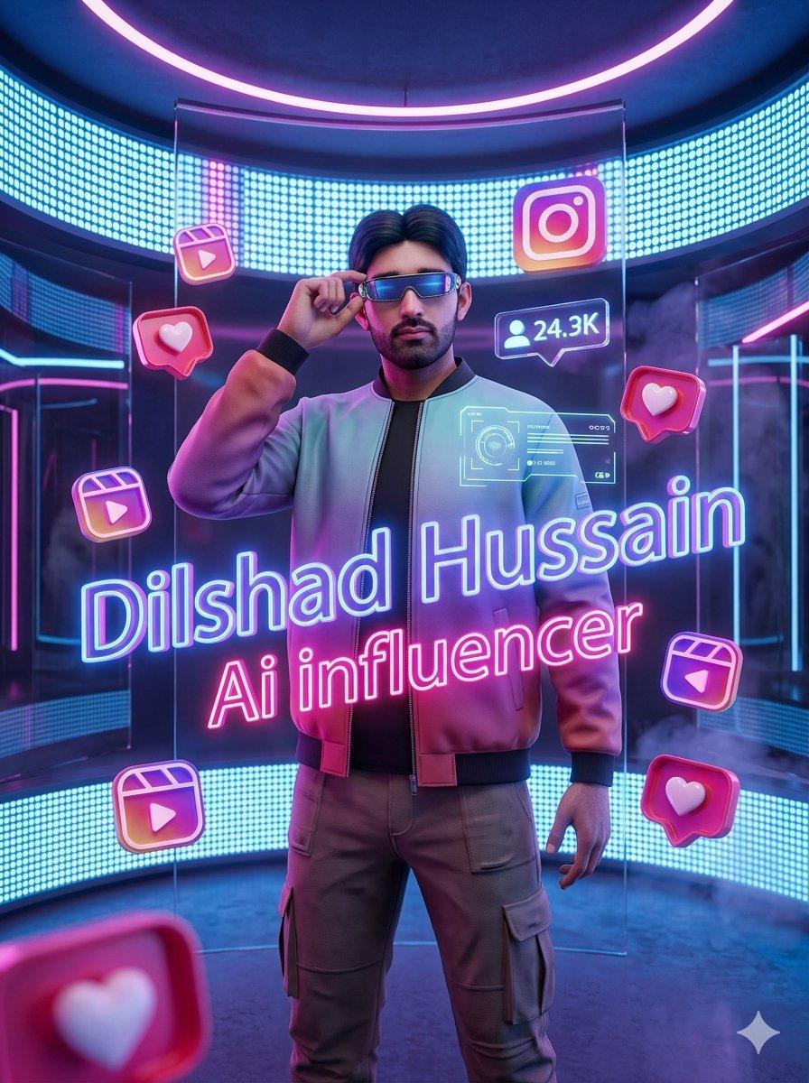 Neon AI Influencer Studio Ad - AI image template preview