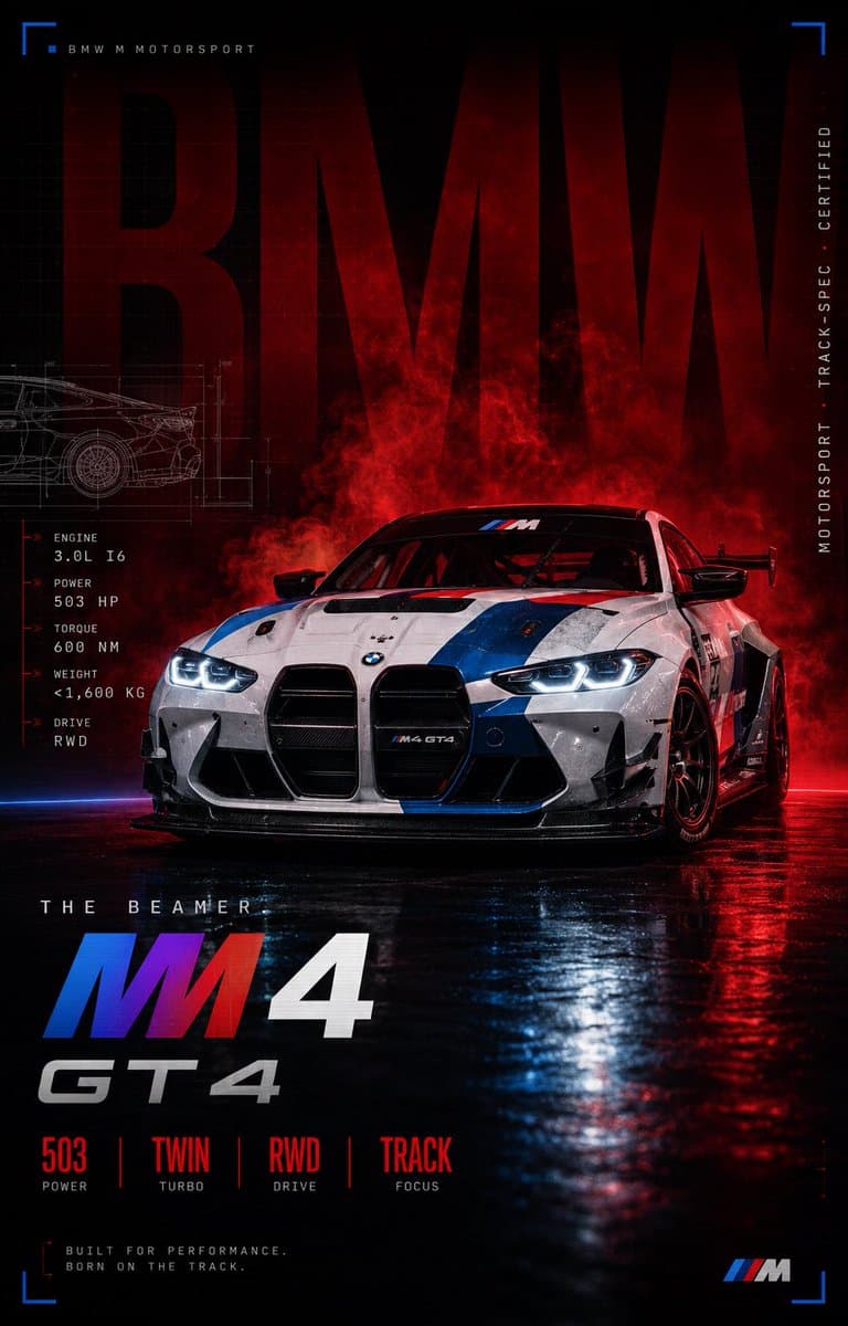 BMW M4 GT4 Motorsport Poster - AI image template preview