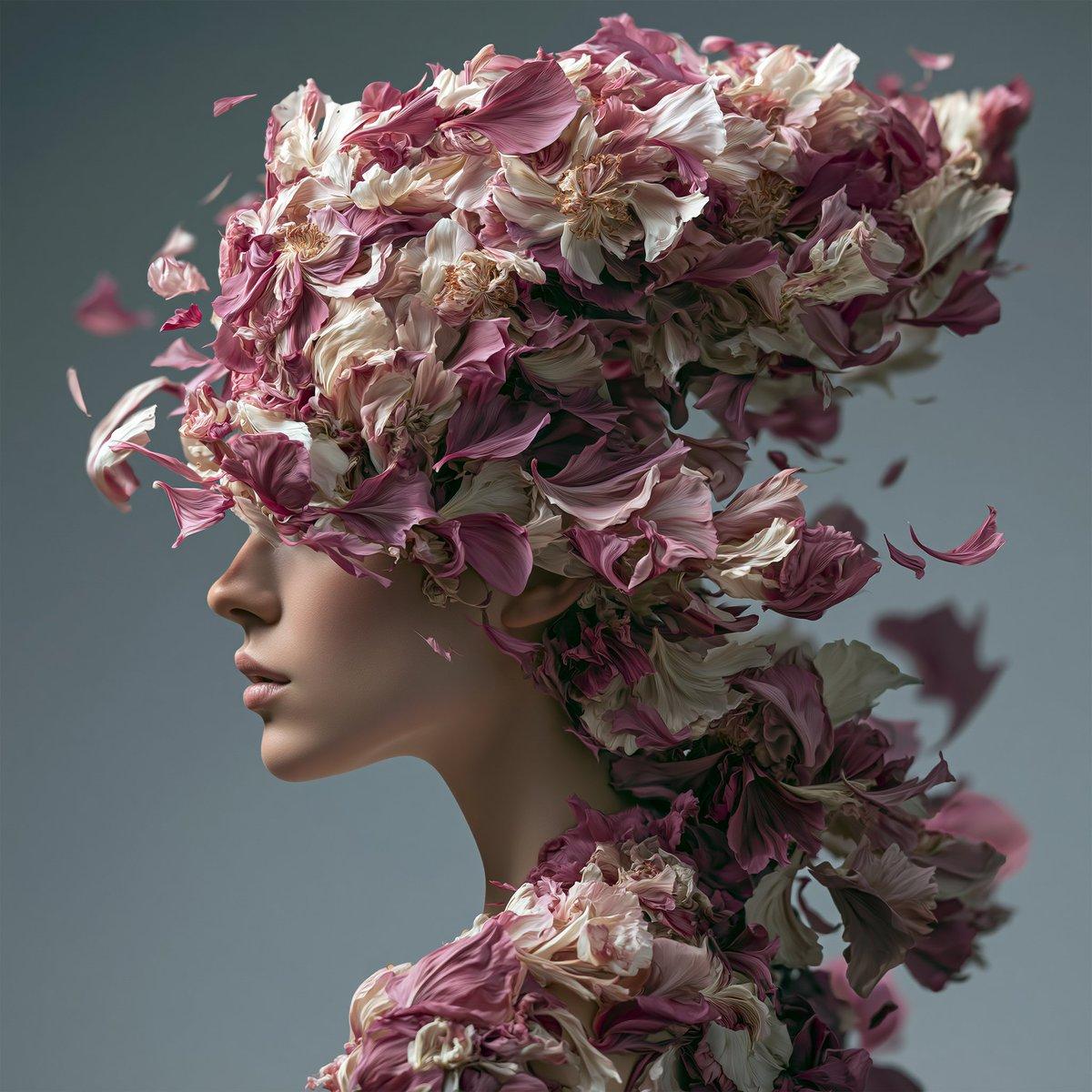 Surreal Floral Petal Portrait - AI image template preview