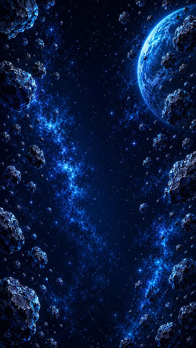 Vertical Pixel Art Asteroid Field - AI image template preview