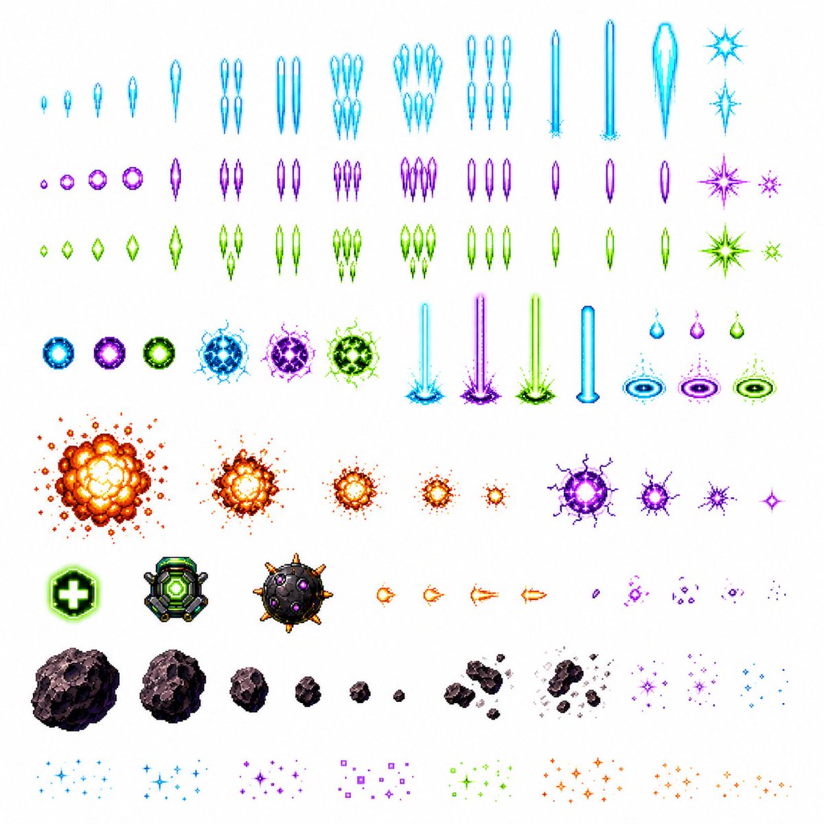 Retro Space Shooter VFX Sprite Sheet - AI image template preview