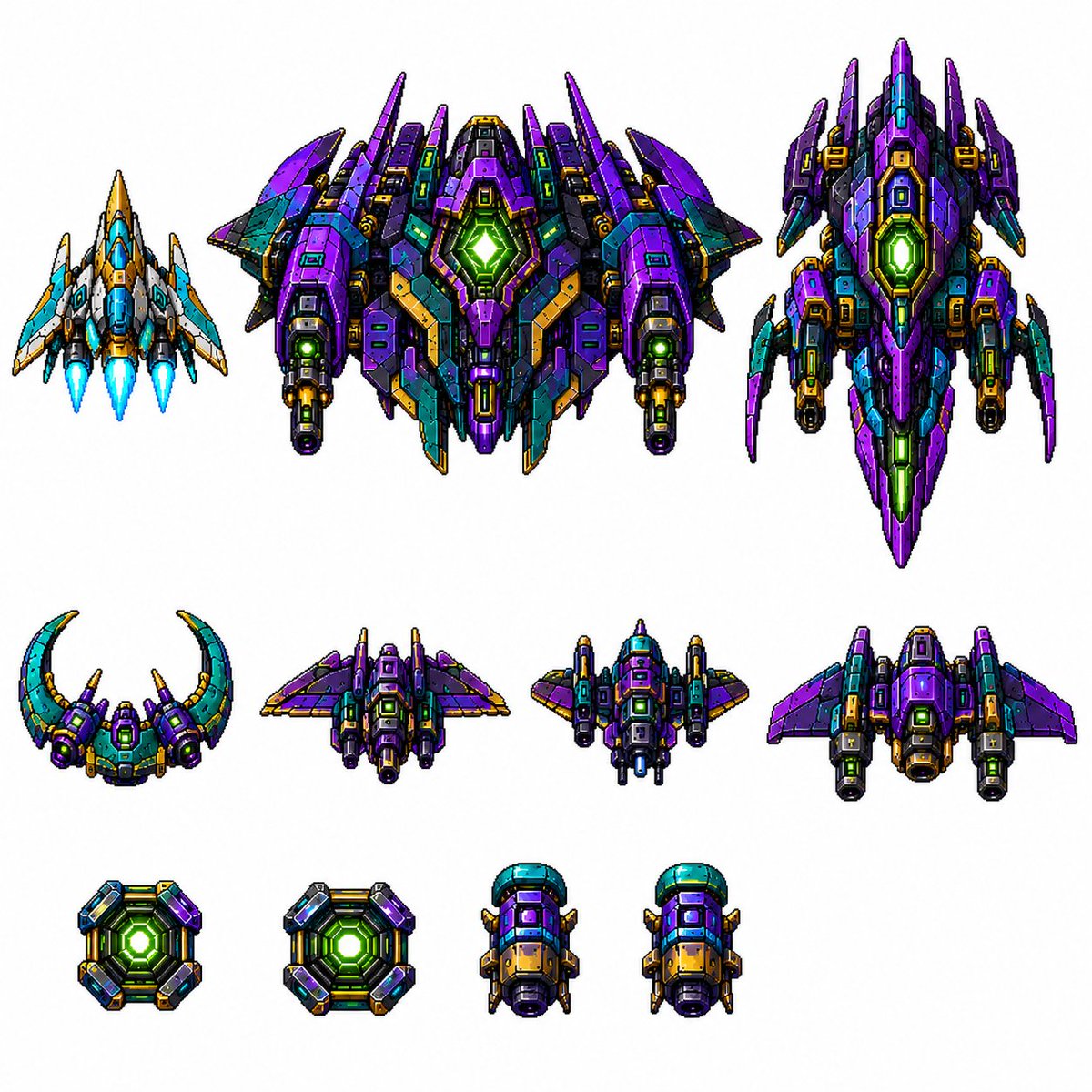 Retro Pixel Space Shooter Sprites - AI image template preview