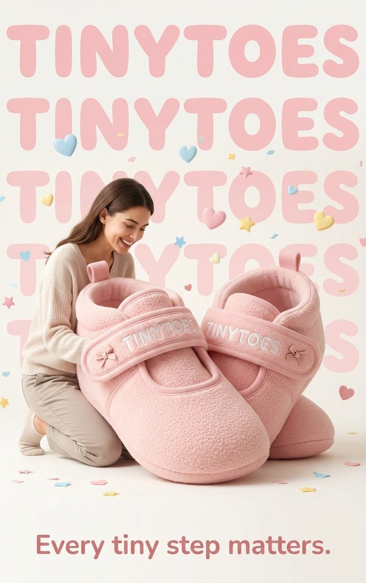 TinyToes Giant Baby Shoes Ad - AI image template preview