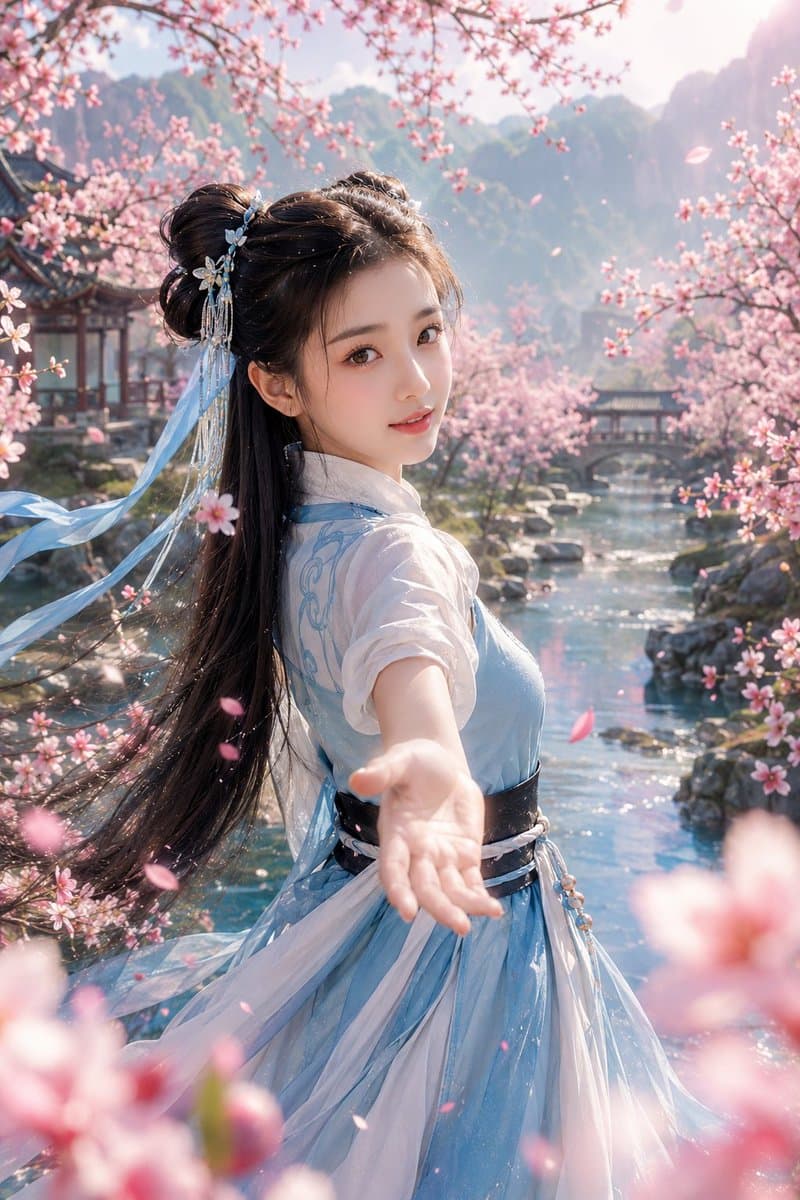 Peach Blossom Xianxia First Encounter - AI image template preview