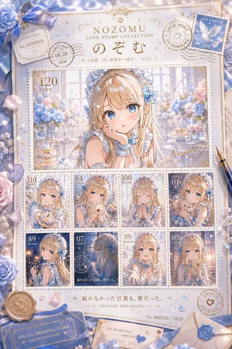 Anime Love Stamp Sheet - AI image template preview