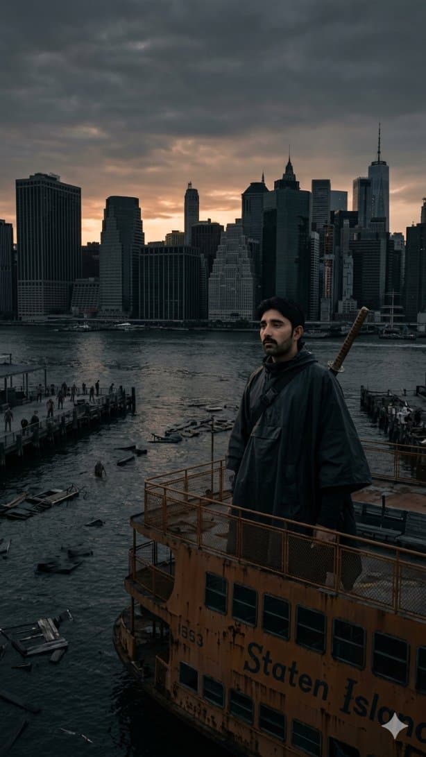 Post-Apocalyptic Staten Island Ferry - AI image template preview