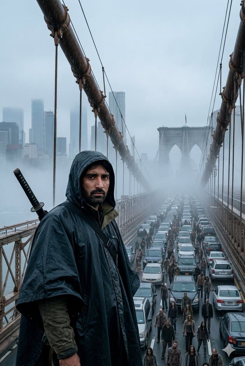 Foggy Brooklyn Bridge Survivor - AI image template preview