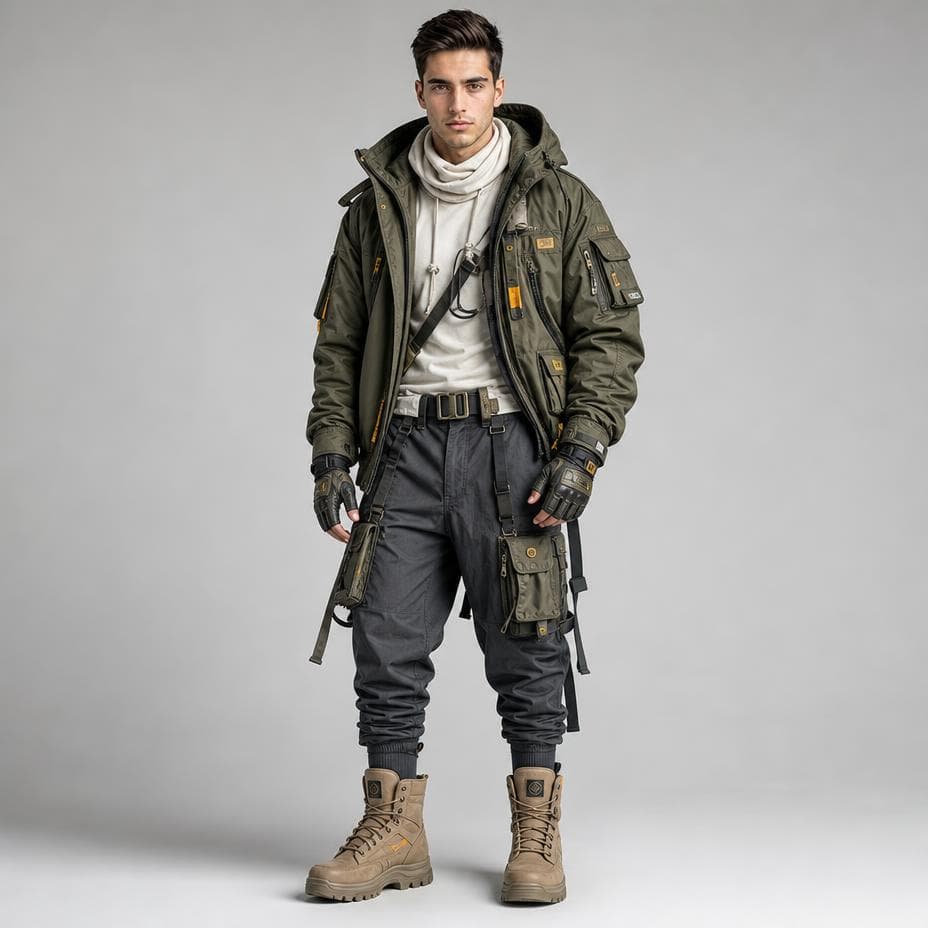 Futuristic Techwear Studio Portrait - AI image template preview