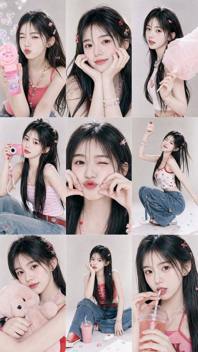 Y2K Korean Girl Collage Editorial - AI image template preview