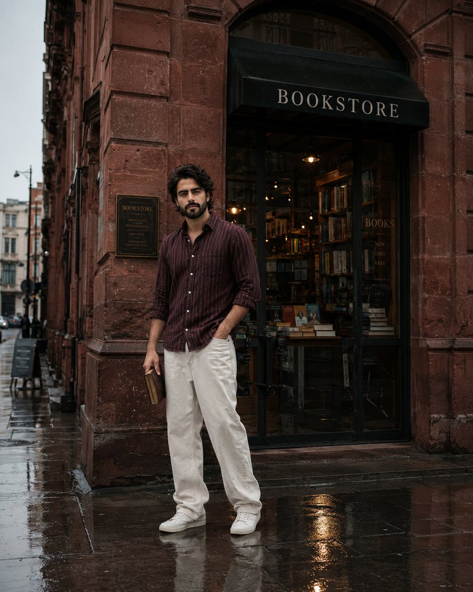 Street Side Bookstore Portrait - AI image template preview