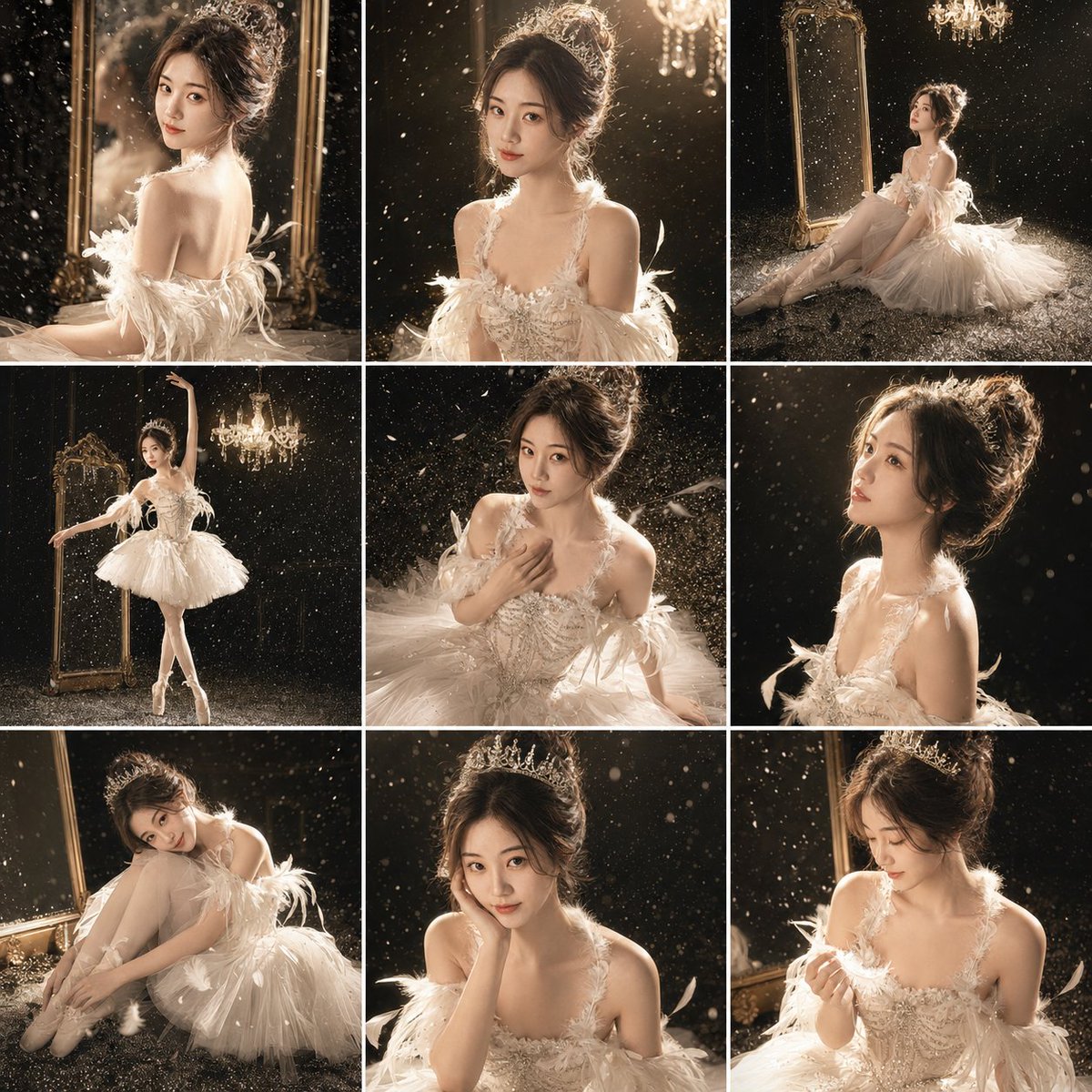 Luxury Studio Ballet Portrait Grid - AI image template preview