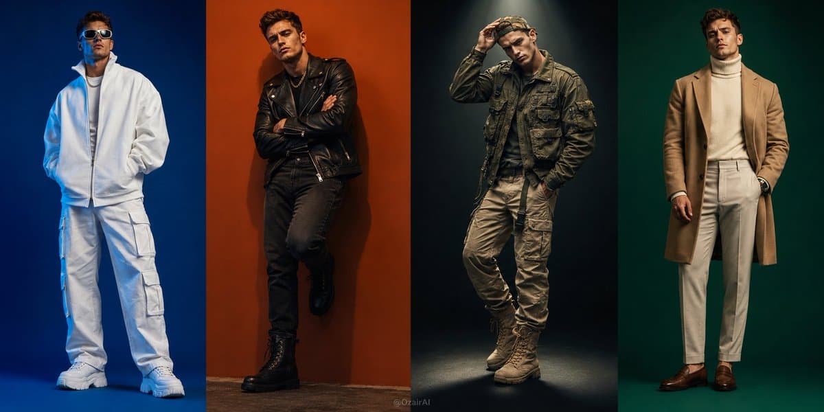 Four-Panel Fashion Editorial Grid - AI image template preview