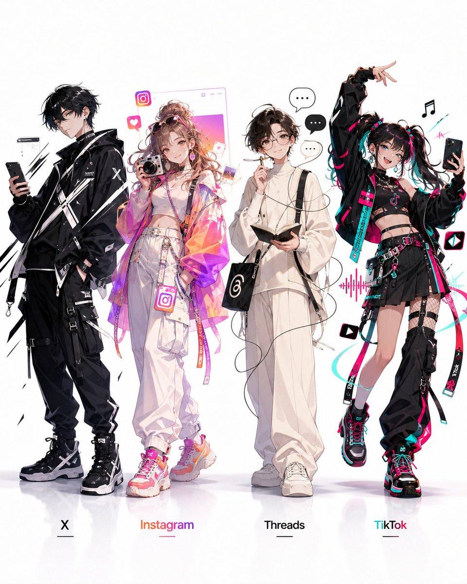 Social Media Anime Fashion Lineup - AI image template preview