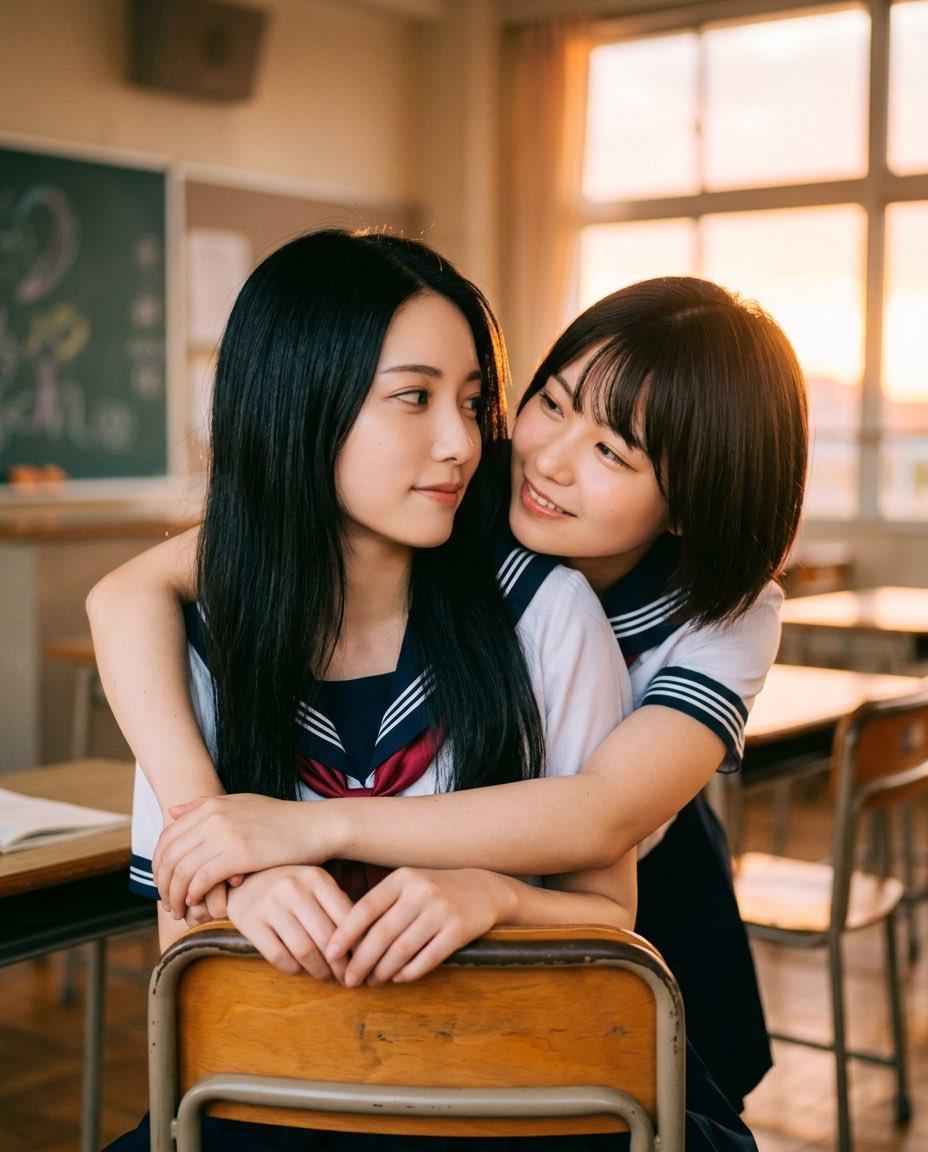 Golden Hour Classroom Hug - AI image template preview