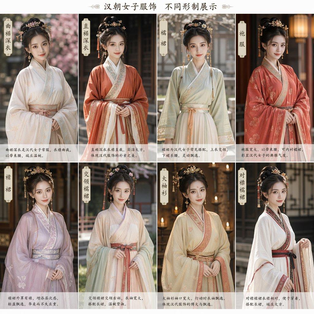 Eight-Panel Hanfu Clothing Reference Poster - AI image template preview