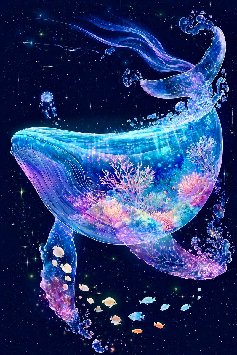 Cosmic Coral Whale - AI image template preview
