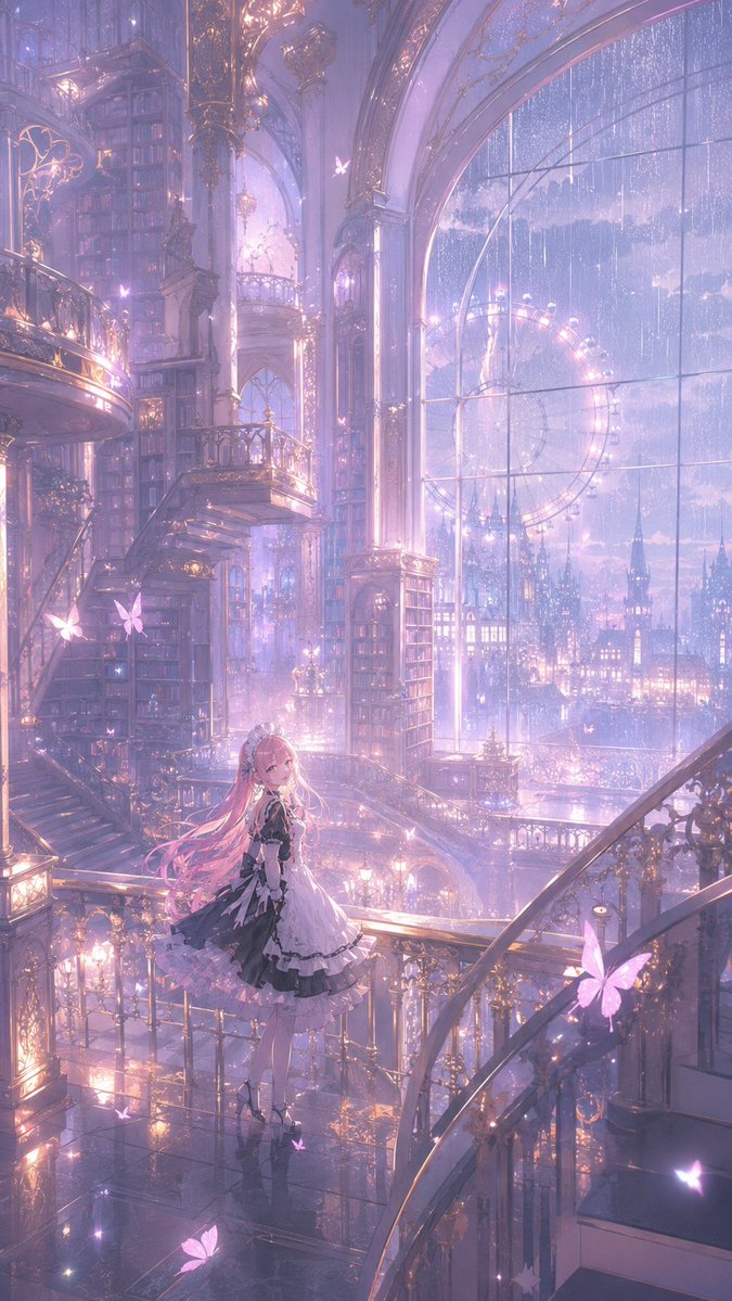 Magical Gothic Library Balcony - AI image template preview
