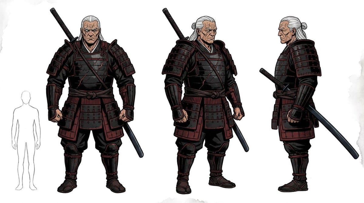 Samurai Armor Turnaround Sheet - AI image template preview