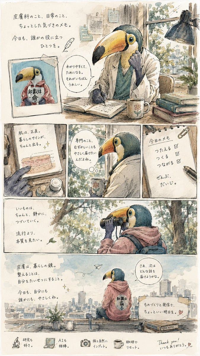 Toucan Dermatologist Diary Manga - AI image template preview