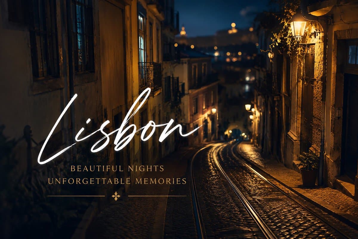 Lisbon Night Travel Poster - AI image template preview