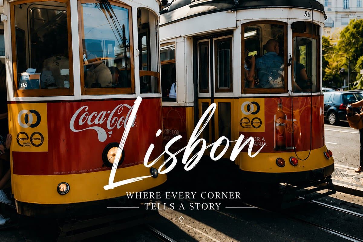 Lisbon Vintage Tram Travel Poster - AI image template preview