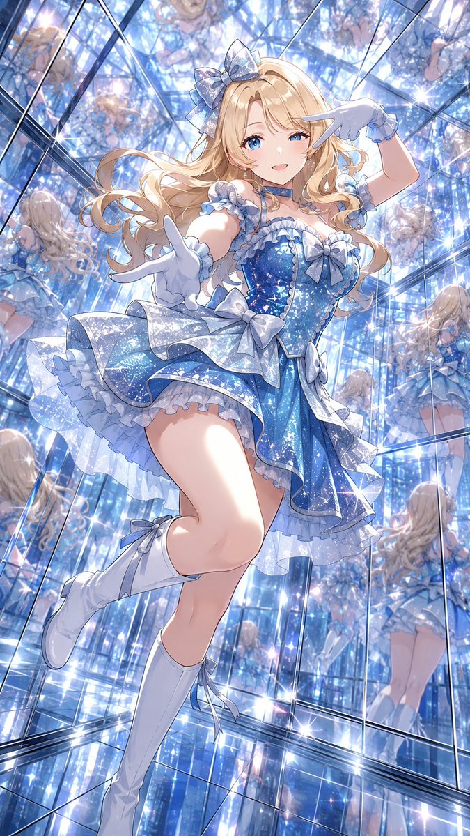 Anime Idol in Mirror Room - AI image template preview