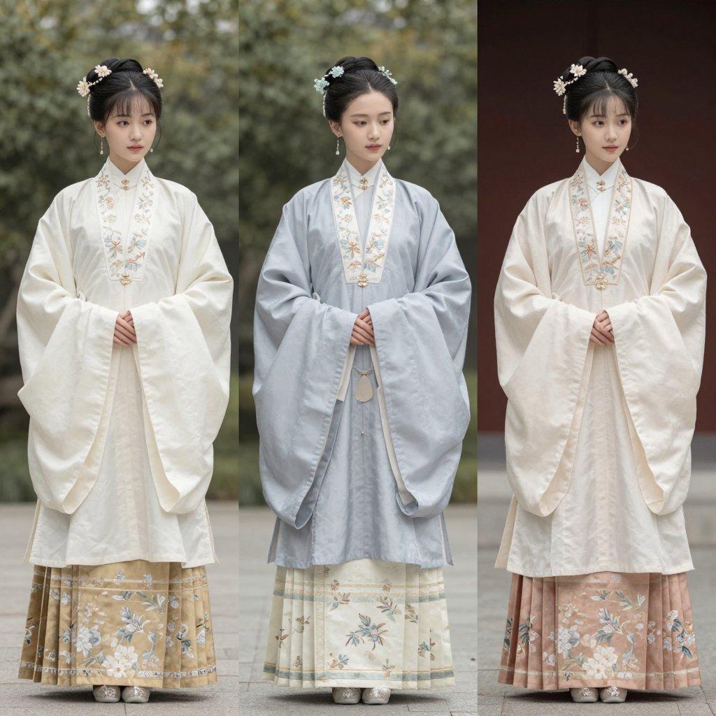 Three Hanfu Outfit Comparison - AI image template preview