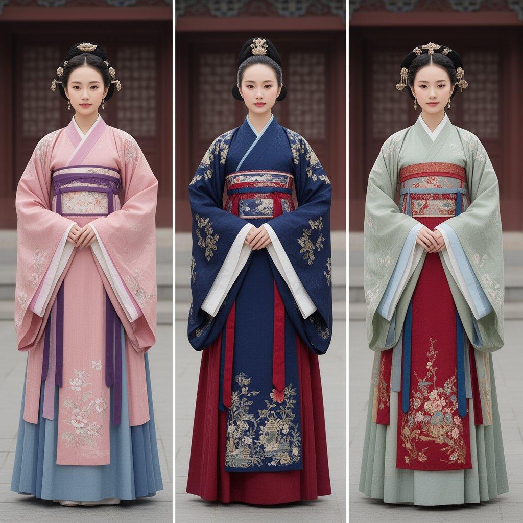 Korean Hanbok Fashion Triptych - AI image template preview