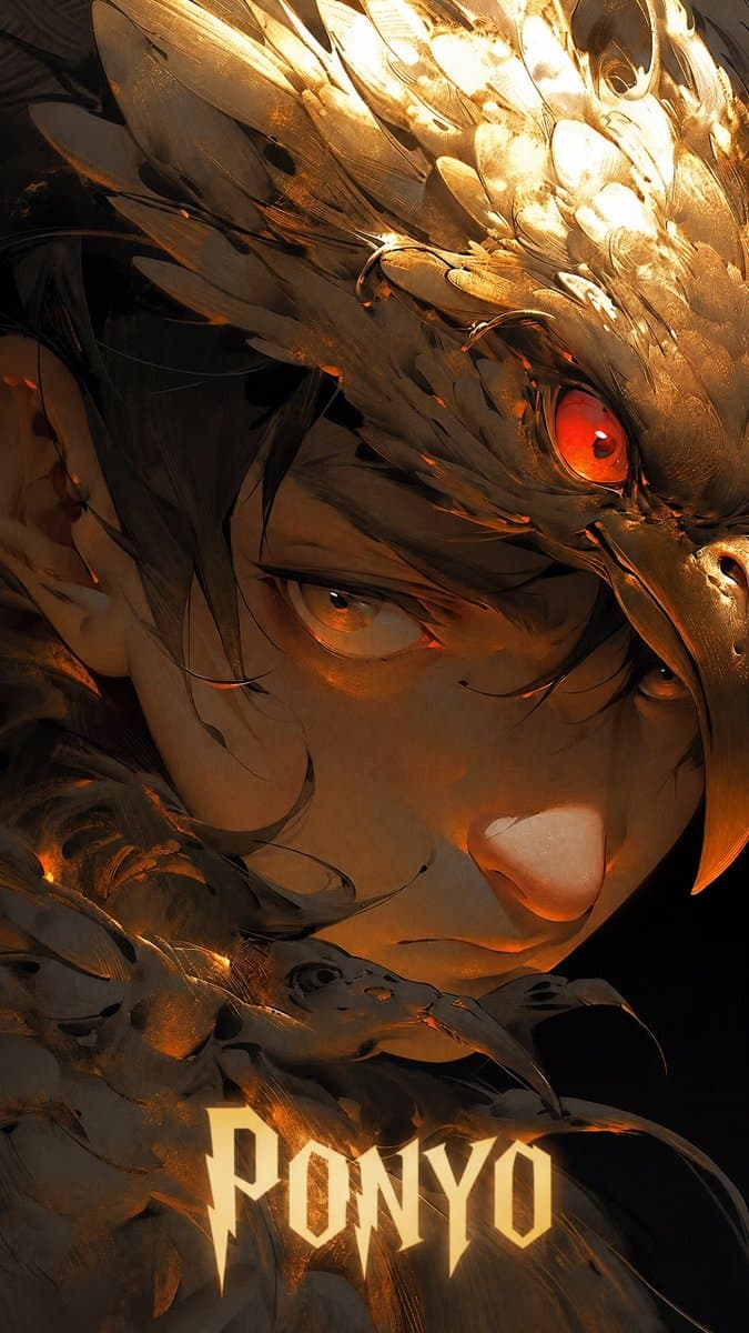 Dark Fantasy Bird-Armor Anime Poster - AI image template preview