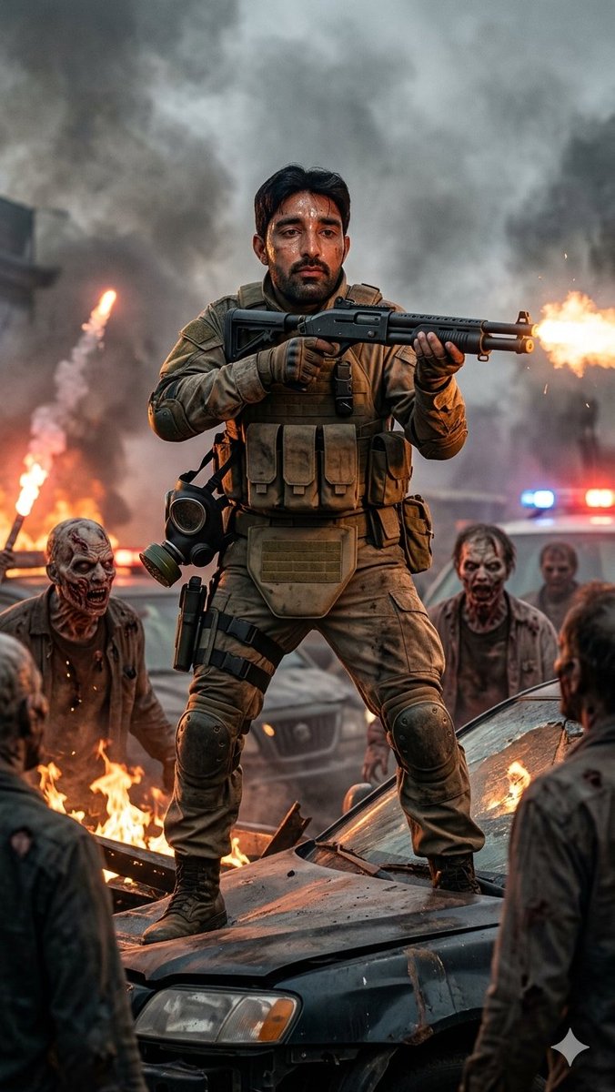 Cinematic Frontline Warrior Last Stand - AI image template preview