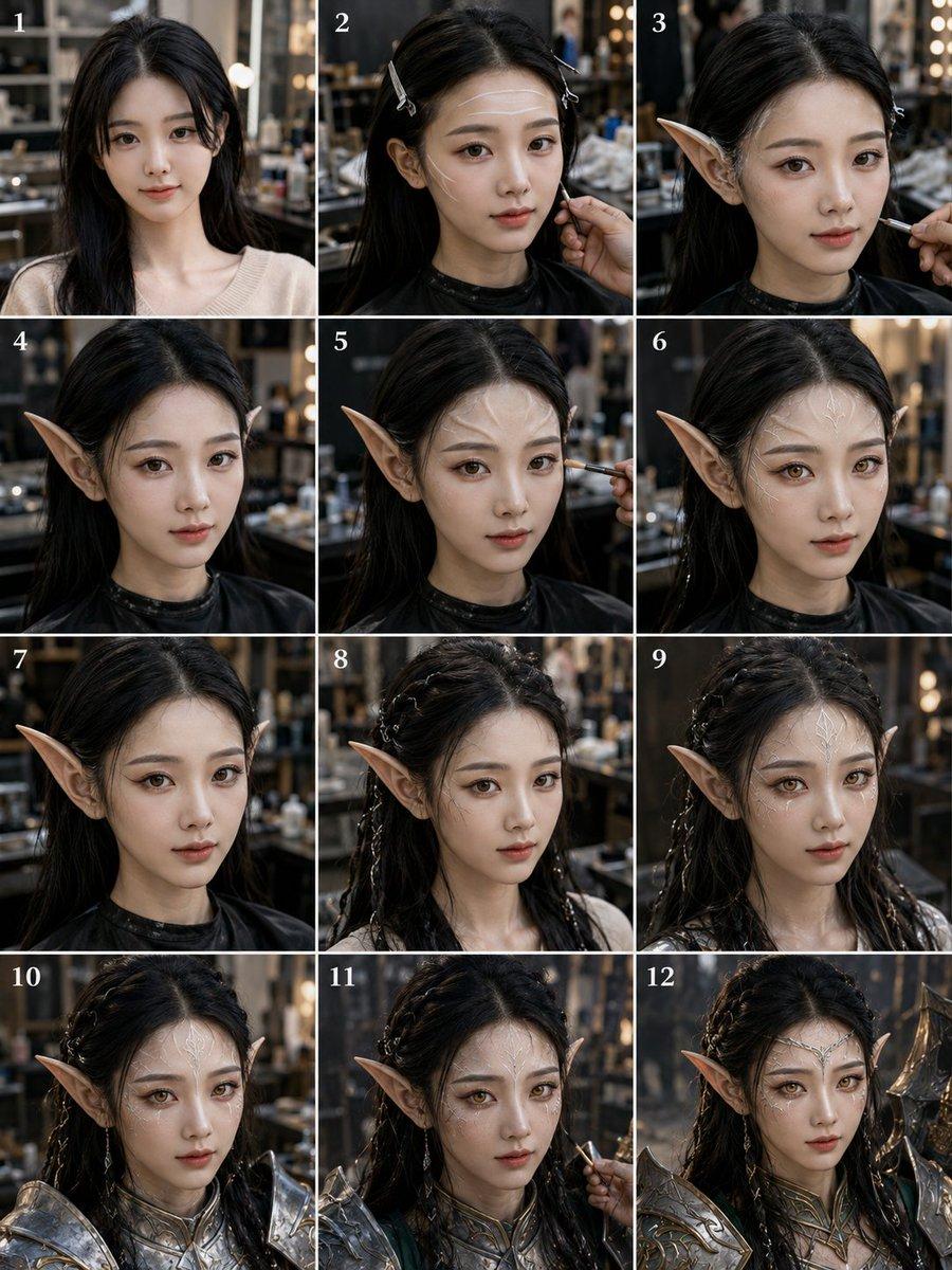 Elf Warrior Transformation Collage - AI image template preview