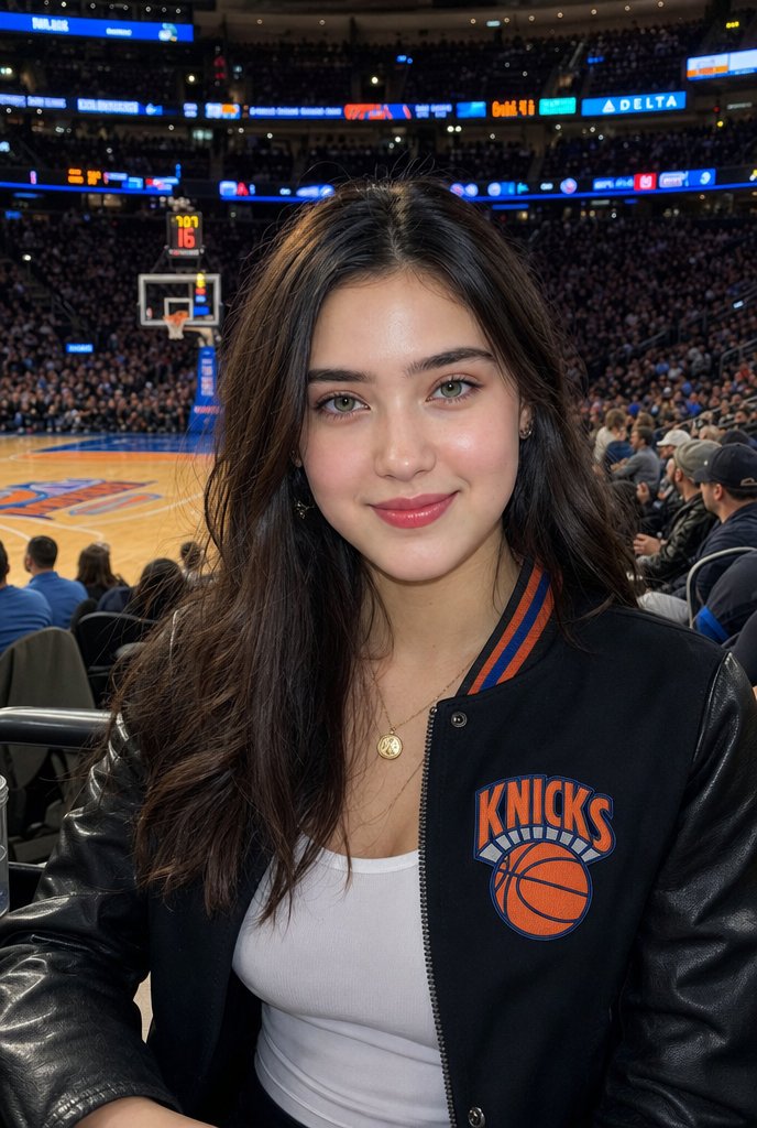 Courtside Knicks Fan Photo - AI image template preview