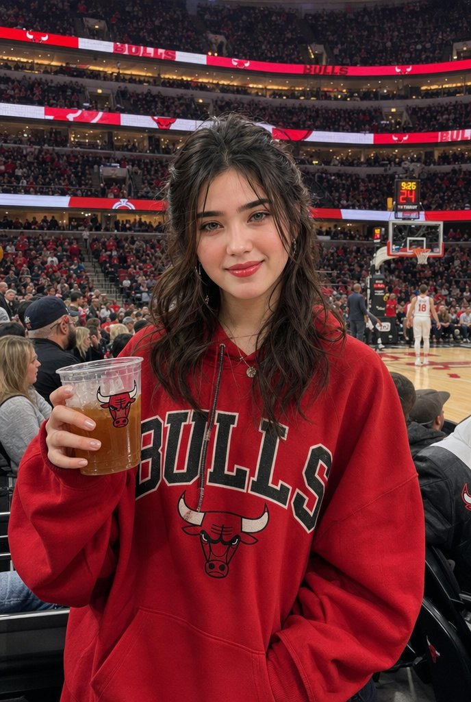 Realistic Bulls Courtside Fan Portrait - AI image template preview