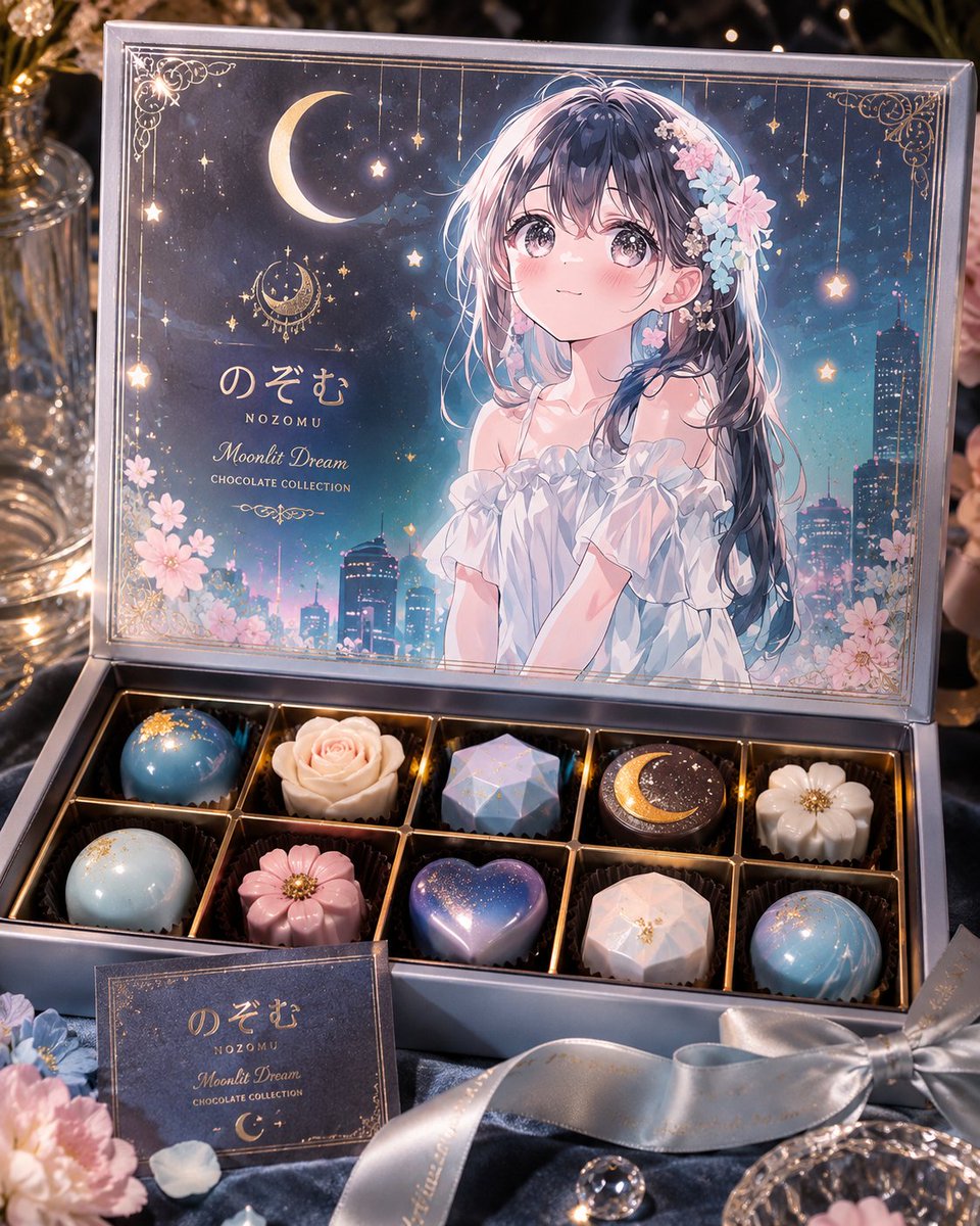Moonlit Anime Chocolate Box - AI image template preview