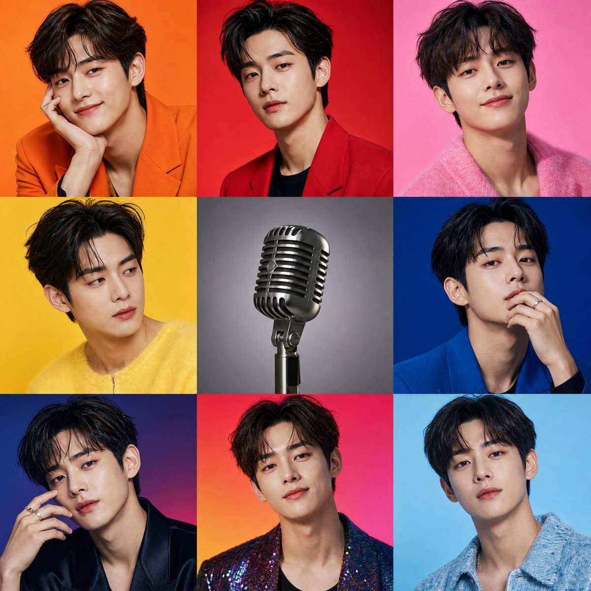 Korean Celebrity Style Collage Poster - AI image template preview