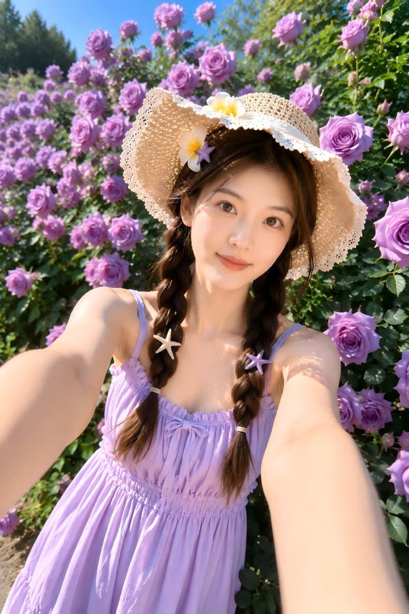 Summer Garden Rose Selfie - AI image template preview