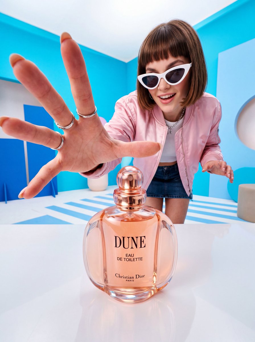 Retro-Futuristic High Fashion Perfume Ad - AI image template preview